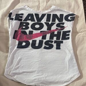 Nike Kids White Tee with Pink and Black Graphic